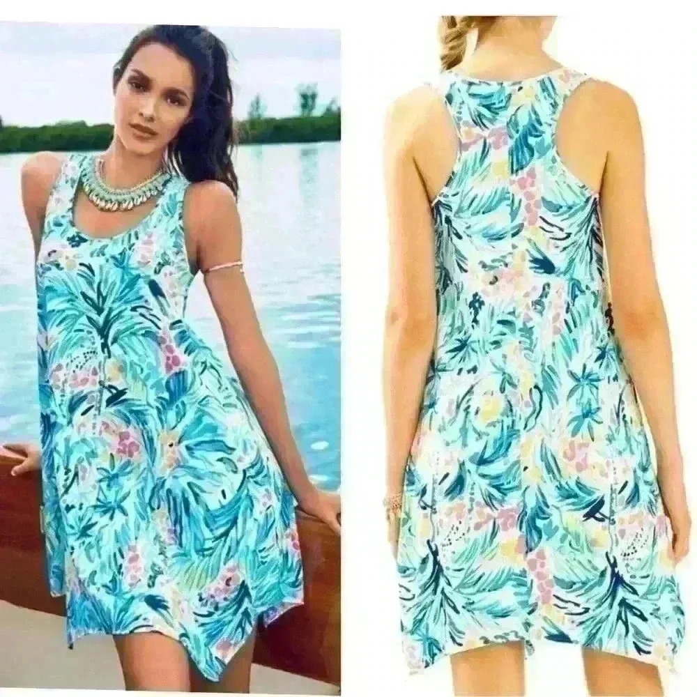 Lilly Pulitzer Melle Prima Cotton Turquoise Beach Short Dress size XXS